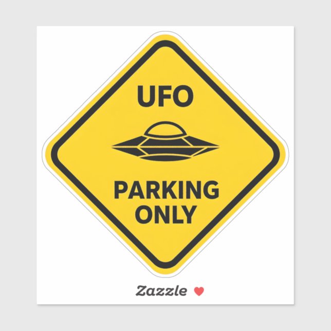 Lustiges Alien-UFO-Parkplatz-Schild Aufkleber (Blatt)