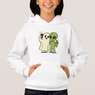Lustiges Alien- und Geister-Halloween-Selfie Hoodie