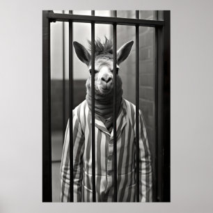 Lustiges Alpaka-Gefängnis-Druck Vintage-Tierfoto Poster