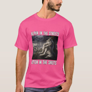 Lustiges Alpha-Werwolf-Wolf-Mem Katzenjunges In De T-Shirt