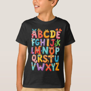 Lustiges Alphabet A-z Abc Kinder Zurück Zur Schule T-Shirt