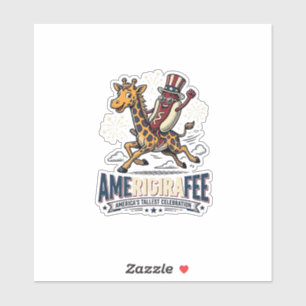 Lustiges Amerigiraffee patriotisches Giraffe Hot D Aufkleber