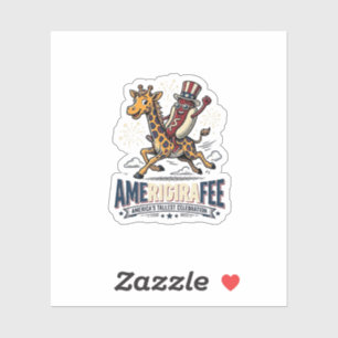 Lustiges Amerigiraffee patriotisches Giraffe Hot D Aufkleber