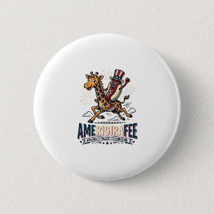 Lustiges Amerigiraffee patriotisches Giraffe Hot D Button