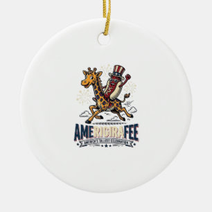 Lustiges Amerigiraffee Patriotisches Giraffe Hot D Keramik Ornament