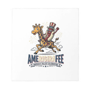 Lustiges Amerigiraffee Patriotisches Giraffe Hot D Notizblock