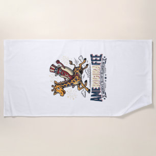 Lustiges Amerigiraffee Patriotisches Giraffe Hot D Strandtuch