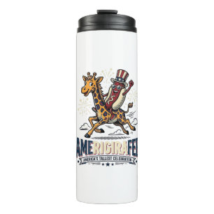 Lustiges Amerigiraffee Patriotisches Giraffe Hot D Thermosbecher