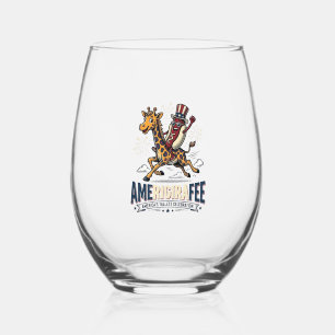 Lustiges Amerigiraffee Patriotisches Giraffe Hot D Weinglas Ohne Stiel