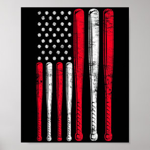 Lustiges Amerikanisches Flagge Baseball Team Premi Poster
