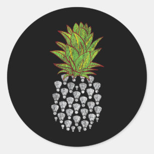 Lustiges Ananas-Distressed-Design Badminton-Sport Runder Aufkleber