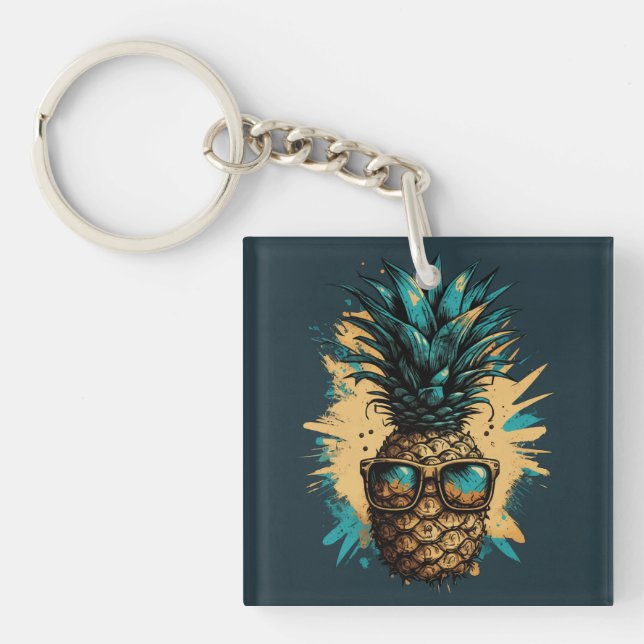 Lustiges Ananas Obst Schlüsselanhänger (Vorderseite)
