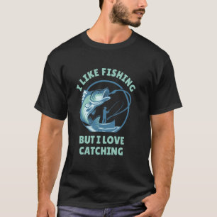 Lustiges Angel-Shirt - Ich mag Angeln, aber ich li T-Shirt