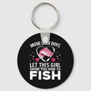Lustiges Angeldesign für Mädchen Frauen Angler Fis Schlüsselanhänger