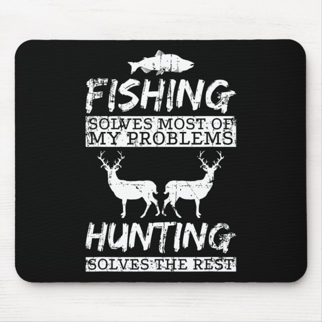 Lustiges Angeln Jagd löst Problem Fisch Hirsch Gro Mousepad (Vorne)