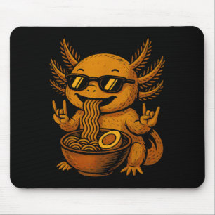 Lustiges Anime Kawaii Axolotl isst Ramen Grafik T- Mousepad