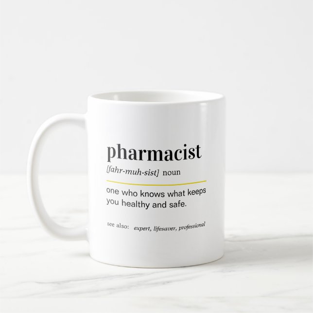 Lustiges Apotheker-Definitions-Geschenk Kaffeetasse (Links)