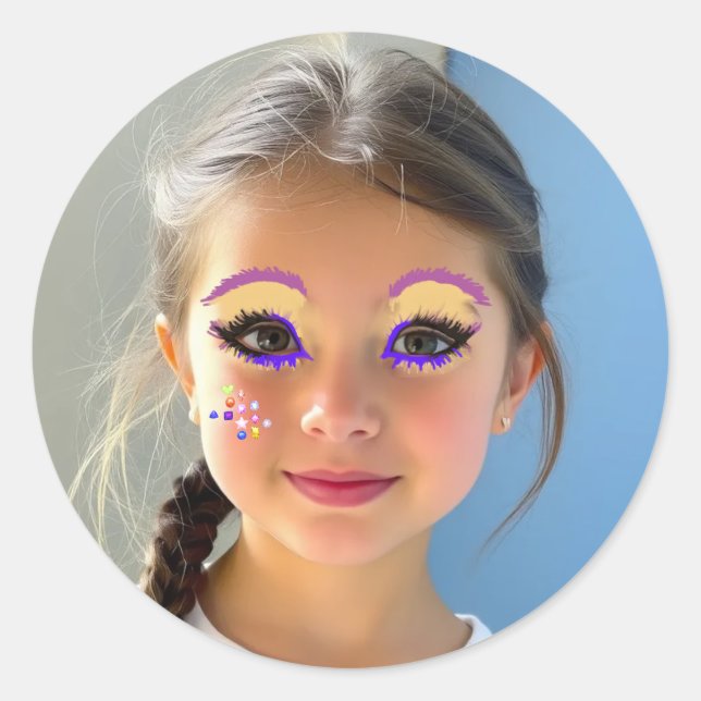 Lustiges Augen-Make-up Klassischer Rund Sticker (Vorderseite)
