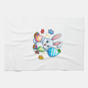 Lustiges Autismus-Bewusstsein-Puzzle-Osterhase-Eie Geschirrtuch