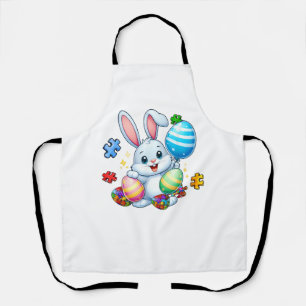 Lustiges Autismus-Bewusstsein-Puzzle-Osterhase-Eie Schürze
