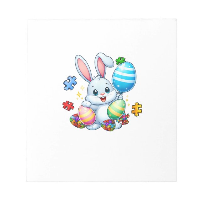 Lustiges Autismus-Bewusstseins-Puzzle-Osterhase-Ei Notizblock (Vorderseite)