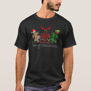 Lustiges Autismus Karo Leopard Frohe Weihnachten K T-Shirt