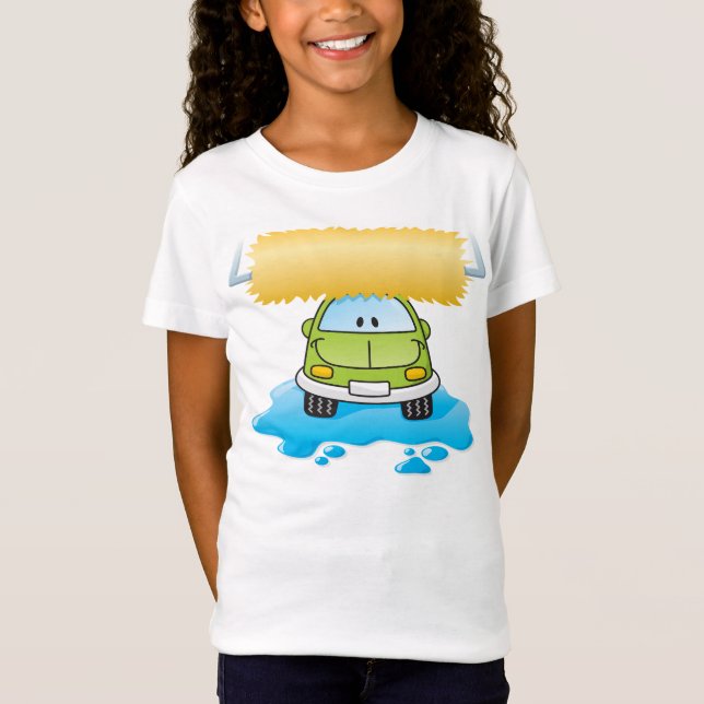 Lustiges Auto in einem Auto-Wäsche-Mädchen-T - T-Shirt (Vorderseite)