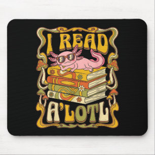 Lustiges Axolotl-Buchliebhaber-Bibliothekar liest Mousepad