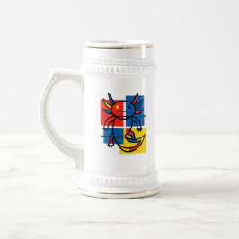 Lustiges Axolotl-Piet-Mondrian-Abstraktkunst-Muste Bierglas