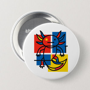 Lustiges Axolotl-Piet-Mondrian-Abstraktkunst-Muste Button