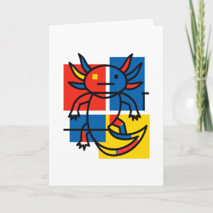 Lustiges Axolotl-Piet-Mondrian-Abstraktkunst-Muste Feiertagskarte