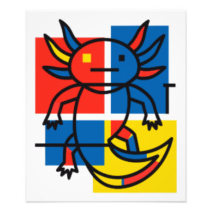 Lustiges Axolotl-Piet-Mondrian-Abstraktkunst-Muste Fotodruck