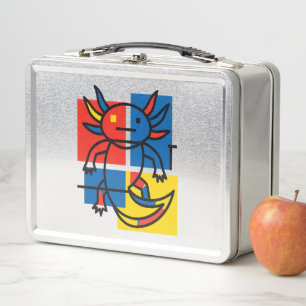 Lustiges Axolotl-Piet-Mondrian-Abstraktkunst-Muste Metall Brotdose