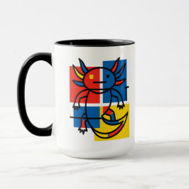 Lustiges Axolotl-Piet-Mondrian-Abstraktkunst-Muste Tasse