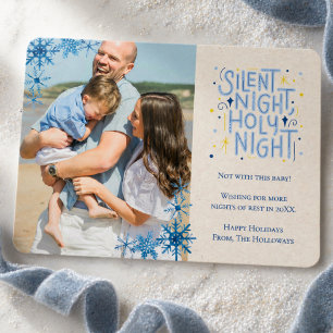 Lustiges Baby Blau Stille Nacht Ein Foto Feiertagskarte