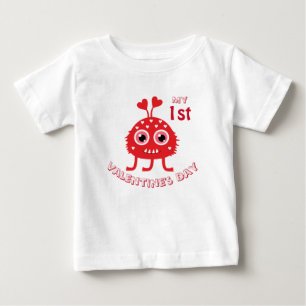 Lustiges Baby Mein erster Valentinstag Süßes Monst T-shirt