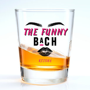Lustiges Bach-Gesicht Lippen Augenbrauen Junggesel Schnapsglas
