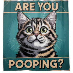 Lustiges Badezimmer - Kackst du? Humorvolle Katze Duschvorhang