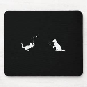 Lustiges Badminton-Katz- und Hundedesign-Bekleidun Mousepad
