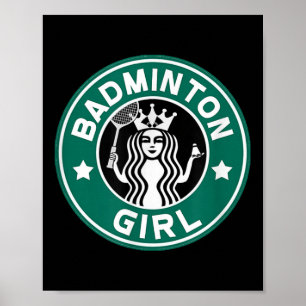 Lustiges Badminton-Mädchen für Teenager in der Sch Poster