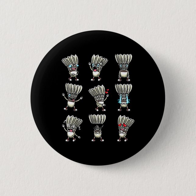 Lustiges Badminton-Shuttle-Spieler-Design Männer F Button (Vorderseite)