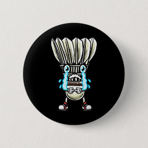 Lustiges Badminton-Shuttle-Spieler-Design Männer F Button