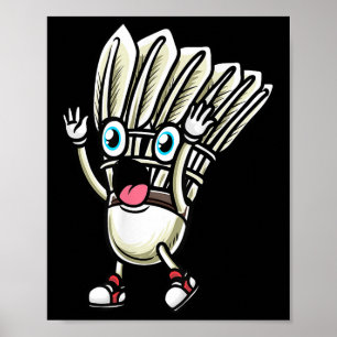 Lustiges Badminton-Shuttle-Spieler-Design Männer F Poster