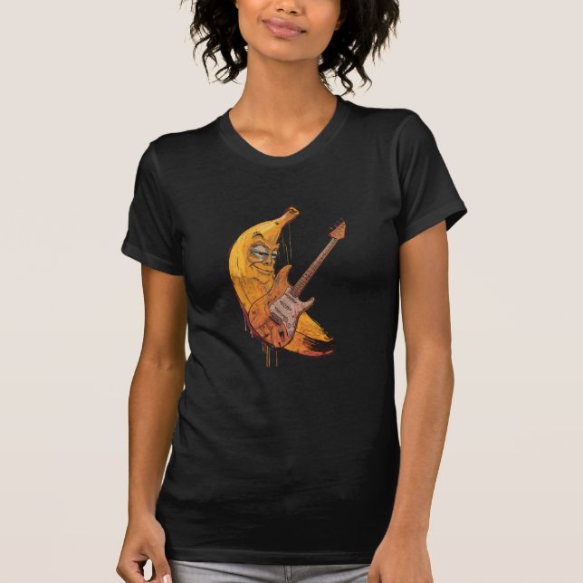 Lustiges Banane Gitarre T-Shirt | Cartoon Musik Te (Vorderseite)