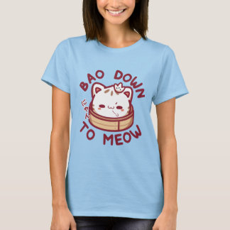 Lustiges Bao Down To Meow Süßes Katzen-Foodie-Gesc T-Shirt