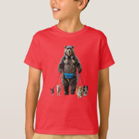 Lustiges Bär-Hunde-Spaziergang Kinder T-Shirt