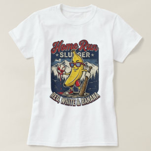 Lustiges Baseball-Banane-T-Shirt Vintage-Patriotis T-Shirt