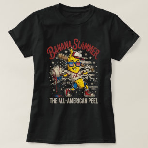 Lustiges Baseball-Banane-T-Shirt Vintage-Patriotis T-Shirt