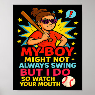 Lustiges Baseball-Mama-Zitat für Muttertagsgeschen Poster