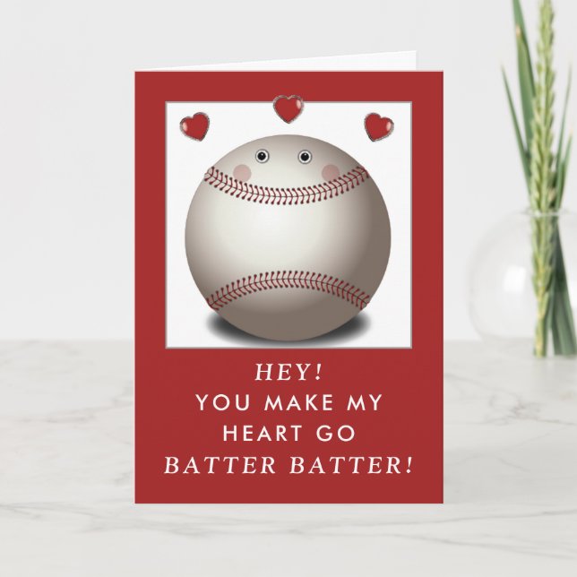 Lustiges Baseball Valentinstag Feiertagskarte (Vorderseite)